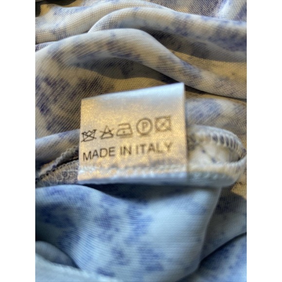 Luisa Beccaria Dress Size 42 periwinkle blue white knit shirred front Italy - Picture 11 of 14